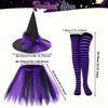 Festa di Halloween Cappello da Strega a Strisce Calze Gonna Gonfia Set Cappello