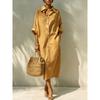 European and American women's new loose long single-breasted lapel design shirt dress women