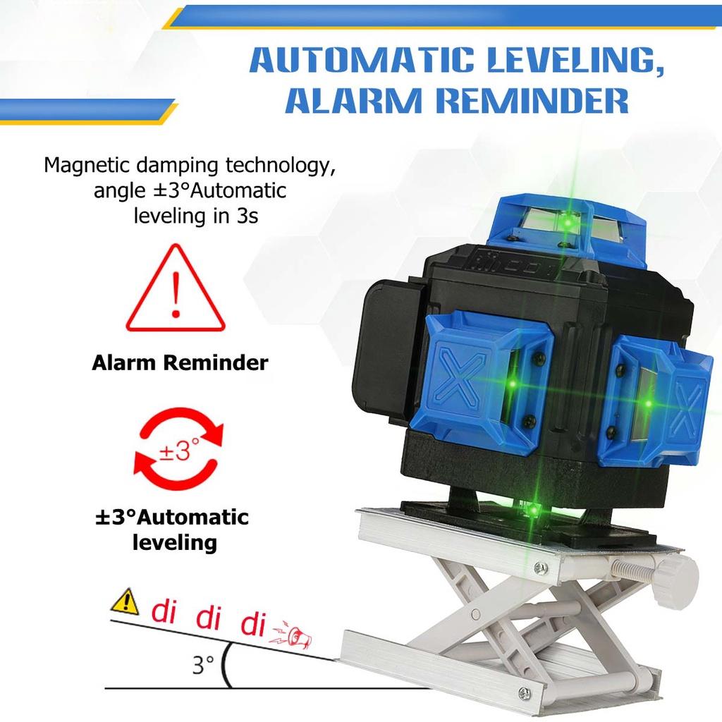 6000mAh 16 Lines 4D 360° Horizontal + Vertical Cross Lines With Auto Self-Leveling Indoors and Outdoors Green Laser Level Tripod Green
