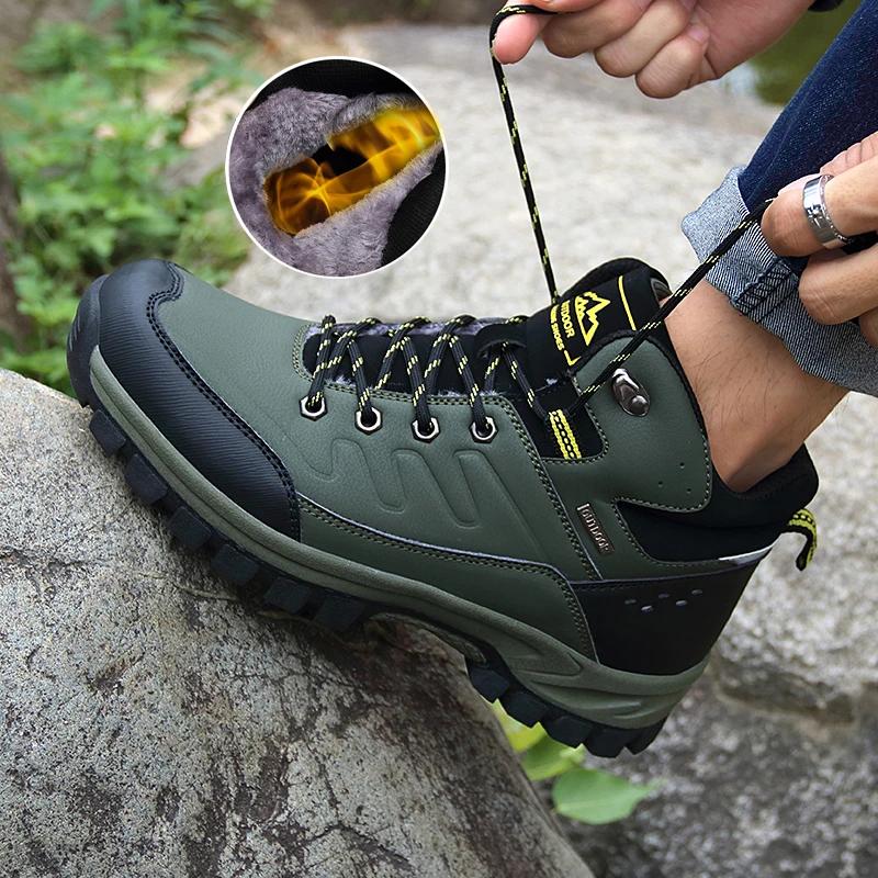 Winter Men Boots Fur Warm Snow Boots Men Winter Work Shoes Men Waterproof Ankle Boots Outdoor Men's Sneakers Footwear Zapatillas