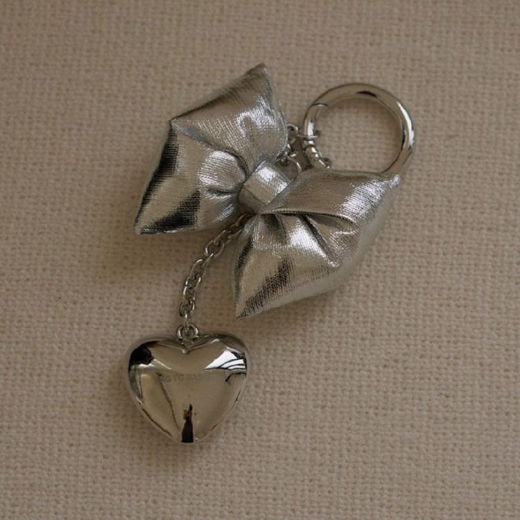 Fashionable Heart Key Chain with Trendy Bowknot Embellishment for Women Men