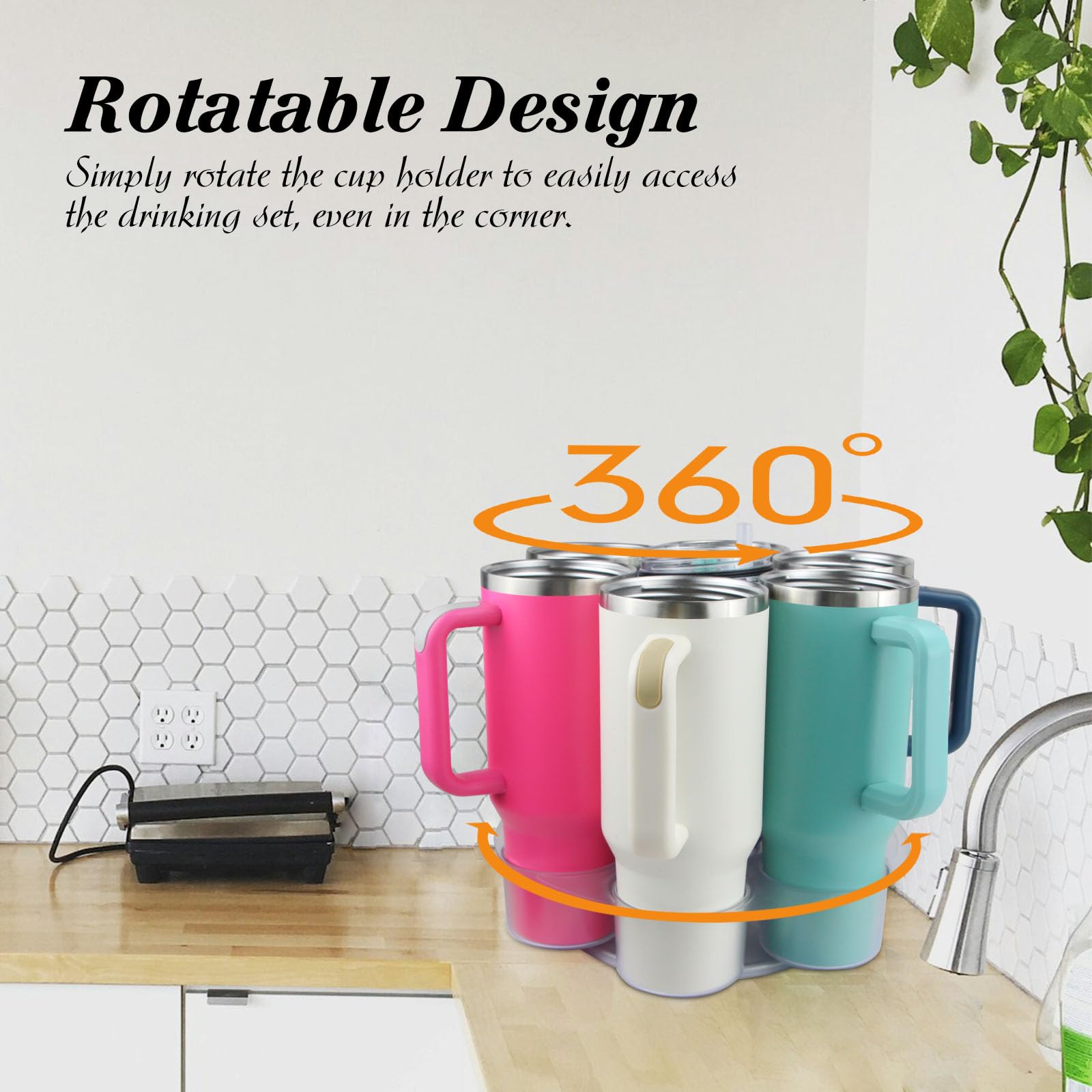 

For Stanley 40 OZ Tumblers Cup Holder Rotating Tray Organizer 360° Carousel Storage Rack Type A