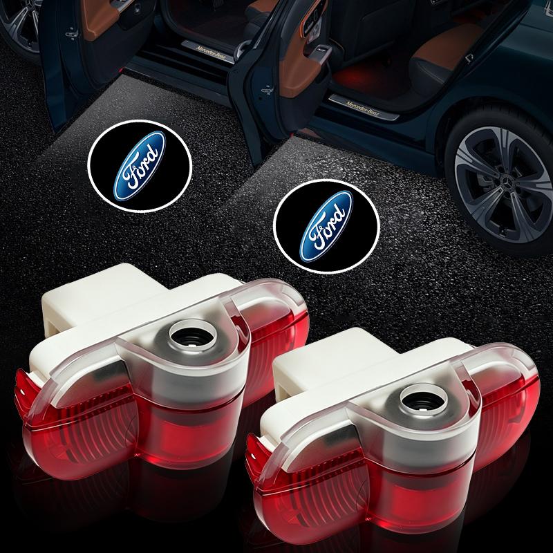 2pcs Welcome LED Light Car Door Badge Wireless HD Projector Lamp For Ford Focus Mondeo Kuga Fiesta MK7 Escort Edge 2 4 MK2 MK4