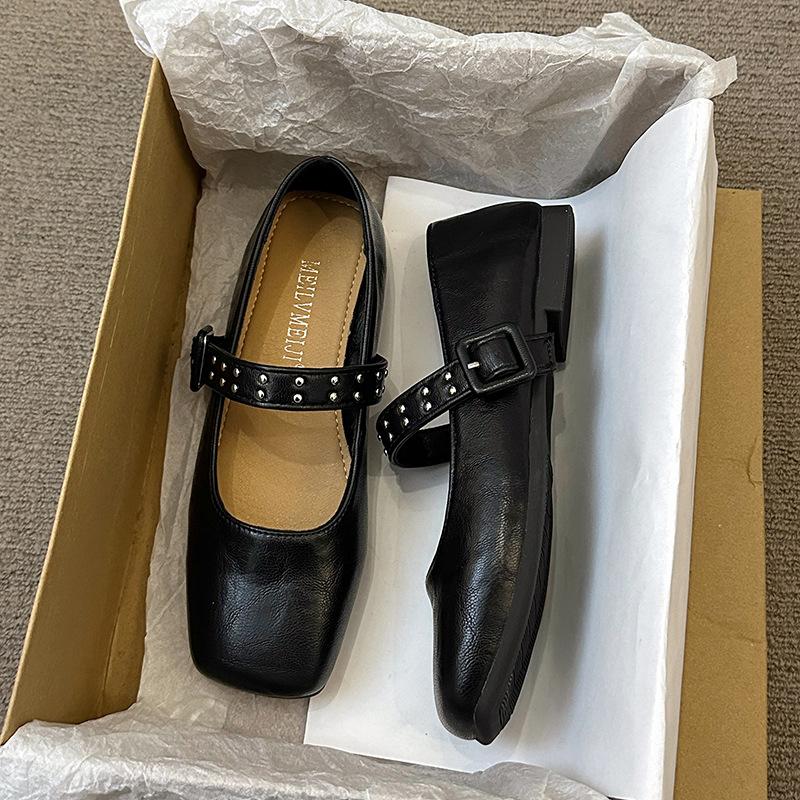 

Модная нежная вечерняя обувь Мэри Джейн женские туфли-лодочки новая весенне-летняя французская удобная с юбкой квадратный носок маленькие кожаные туфли 35 чёрный