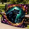 1pc Black Panther Crystal Throw Blanket Polyester Fiber, Lightweight Flannel, Soft & Warm, All Season Use for Outdoor, Camping Digital Print
