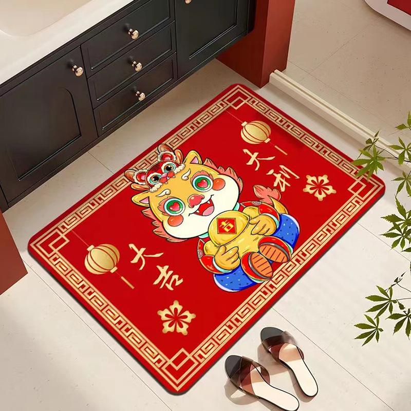 Schöne Drachenjahr Badezimmermatte Haushalt Saugfähig Schnelltrocknende Technologie Stoffmatte Toilette Rutschfeste Fußmatte