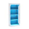 Four-tier glass display cabinet, storage, LED lighting, glass doors, smart sensors, dustproof, for living room, bedroom, offices. White. 80*35*165cm