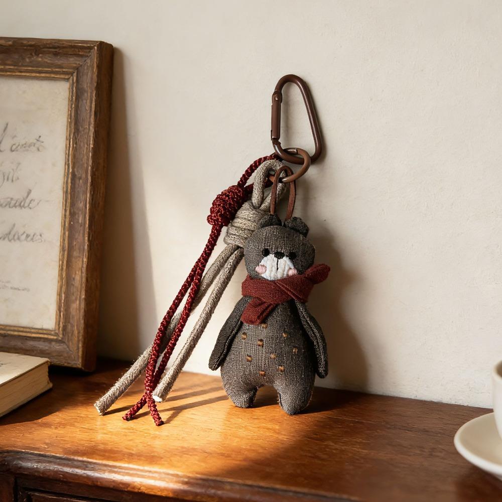 Braided Lanyard Vintage Bag Keychain Cartoon Animal Pendant Keyring Lanyard Charm  Bag Decoration