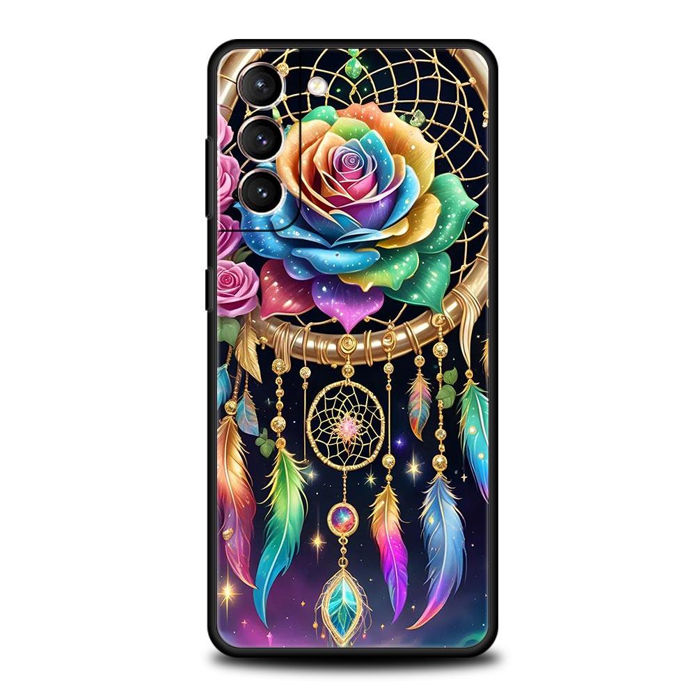Cute Mandala Dreamcatcher Phone Case For Samsung Galaxy S26 Ultra S25 Plus S24 FE S23 S22 5G S21 S20 Cover Black Soft