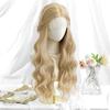 ALAN EATON Lace Front Blonde Ombre Wigs Synthetic Long Straight Wig with Dark Root for Women Daily Cosplay Party Heat Resistant Fiber