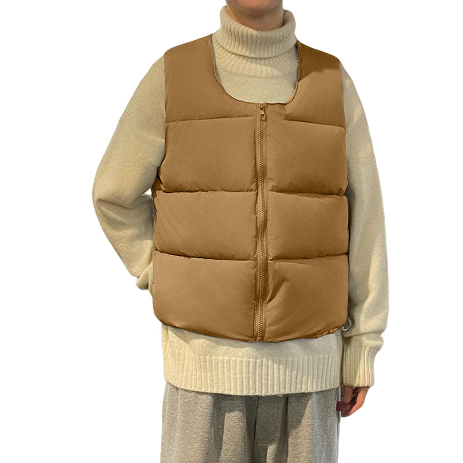 

Мужской жилет Осень Зима Безрукавки Легкий Теплый Воротник Стеганый На Молнии Пальто XXXL хаки