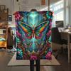 1PC 3D Butterfly Print Flannel Blanket, High Quality All Seasons, Home Decor, Warmth and Comfort, Perfect for Christmas Gifts