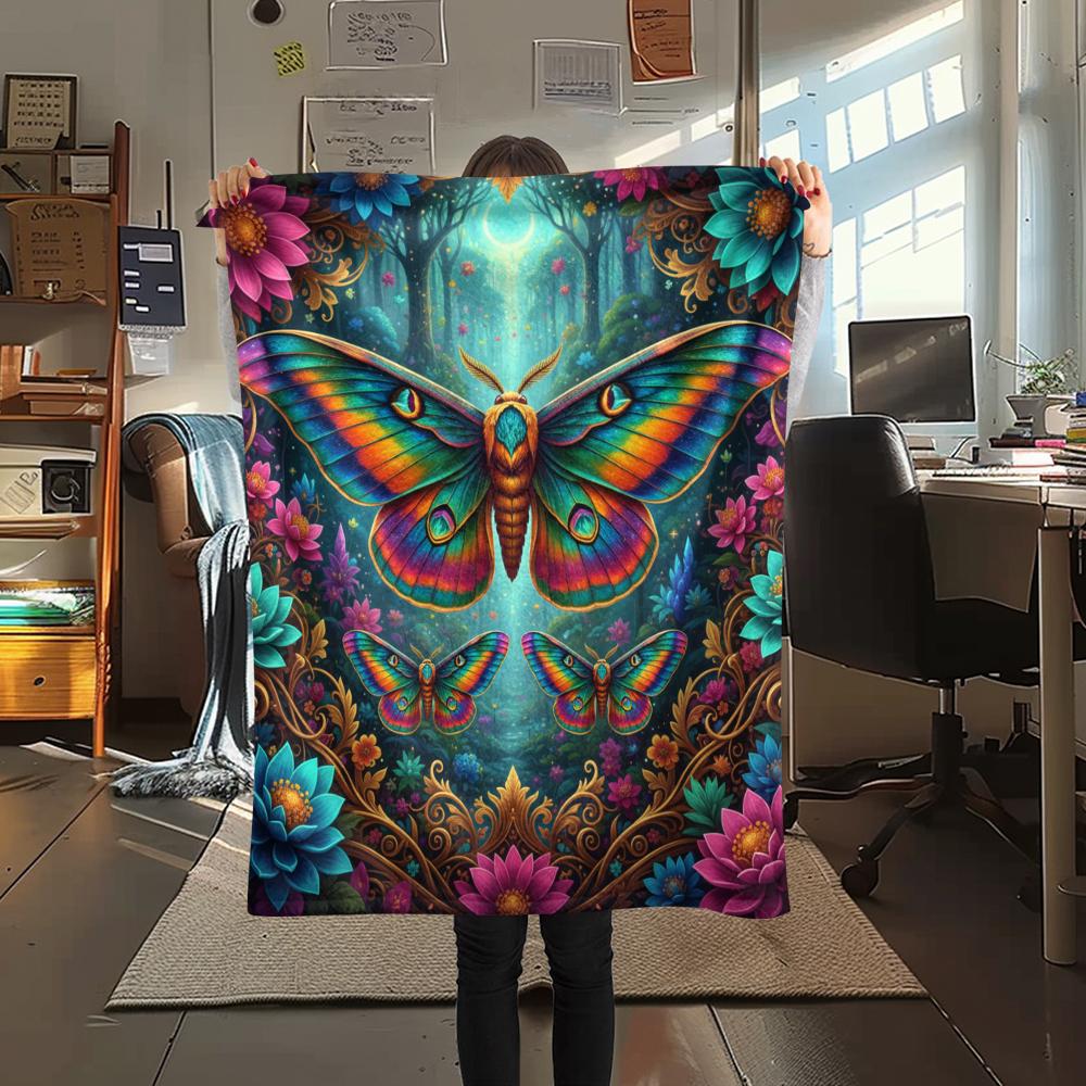 1PC 3D Butterfly Print Flannel Blanket, High Quality All Seasons, Home Decor, Warmth and Comfort, Perfect for Christmas Gifts