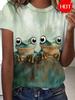 Lustiges Froschmuster 3D-gedrucktes Damen-T-Shirt Sommer Lässig Täglich Straße Kurzarm-T-Shirt Niedliche Tiergrafik Kinder Männer Oberteil T-Shirts