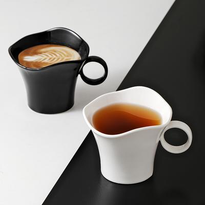 European Style Black White Porcelain Coffee Mug Large Capacity Breakfast Milk Mug Household Ceramic 380ml Tea Cup Drinkware Home