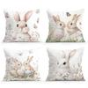 Rabbits Flowers Cushion Pillowcase Printed Polyester 40/45/50cm Throw Pillowcover Decorative Sofa Cushion Pillowslip Home Decor