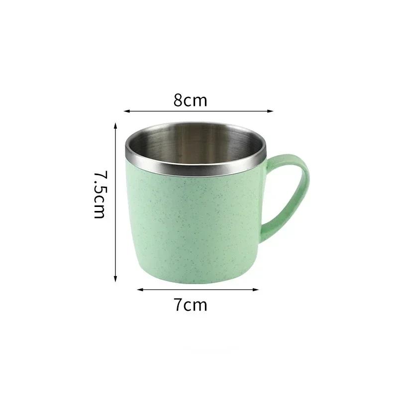 220ml Rustfritt Stål Kopper Krus Hvetestrå Anti-skolding Vannkopp Kaffe Melkekopp Te Drikker Vannkopp for Hjemmekontor Tumbler