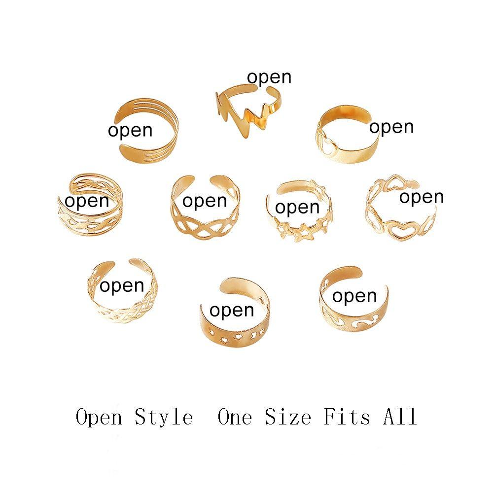 10Pcs Silver/Gold Women Foot Rings Alloy Summer Beach Jewelry Toe Rings Set  Summer Season for Women