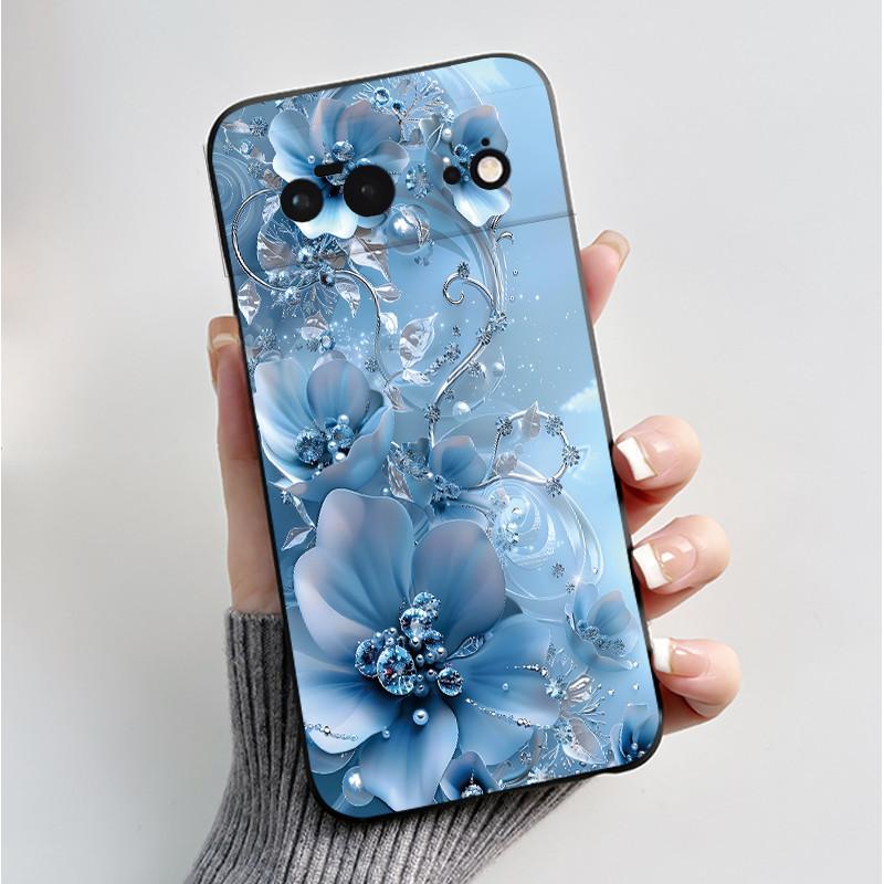 For Google Pixel 6 / Pixel 6 Pro Case Luxury Fashion Butterfly Flowers Black Soft TPU Silicone Back Cover Pixel6 6Pro Phone Case