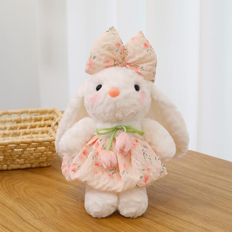 Tulip Butterfly Knot Flower Gauze Skirt Bunny Plush Doll With Filling Cotton