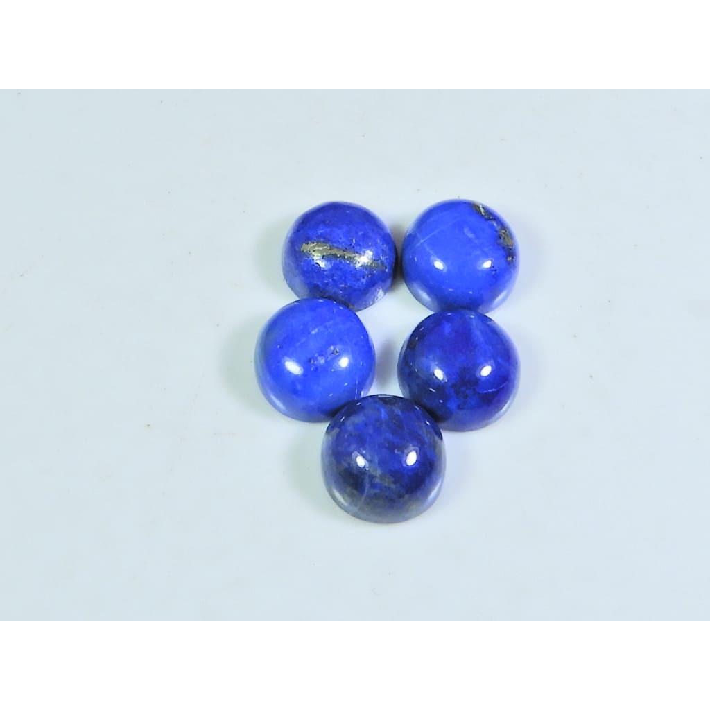 10MM Natural Lapis Lazuli Round Cabochon Loose Gemstone 5Pcs Lot 24Cts. A-479