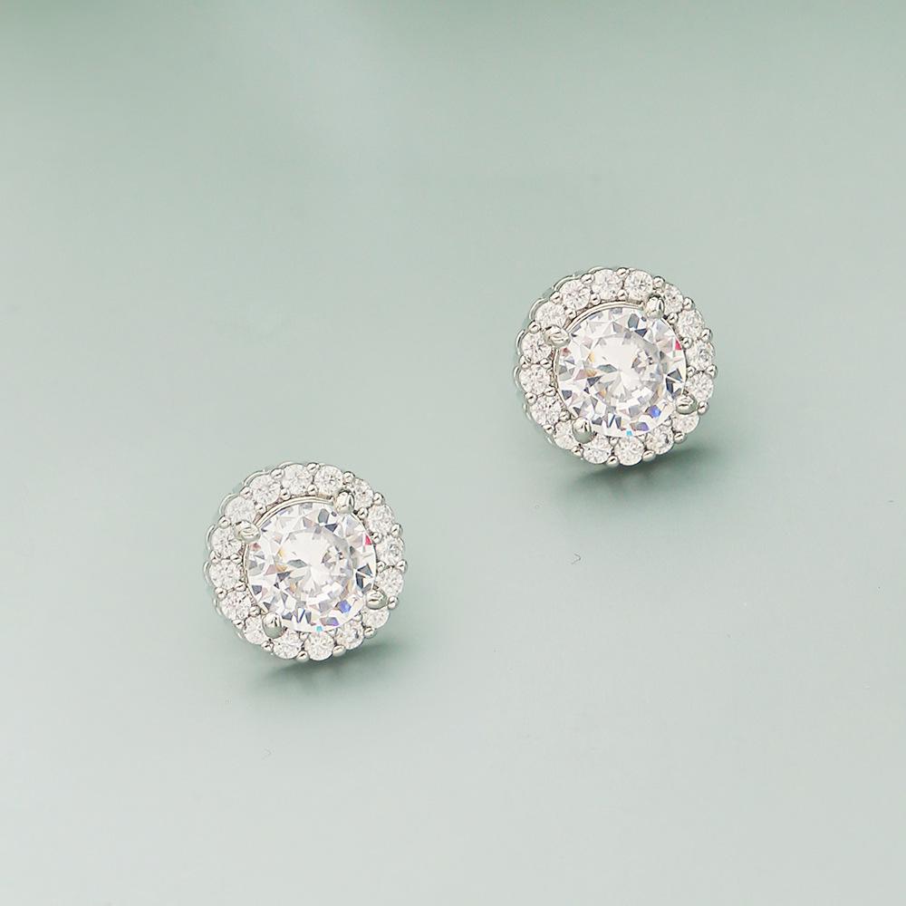 Korean Style Geometric Zircon Stud Earrings for Weddings and Parties