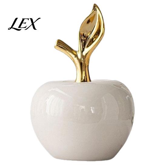Auspicious Meaning Peace Decor Resin Apples Figurine with Leaf, Minimalist Fruit Ornament, Housewarming Gifts for New Home Arts Crafts Desk