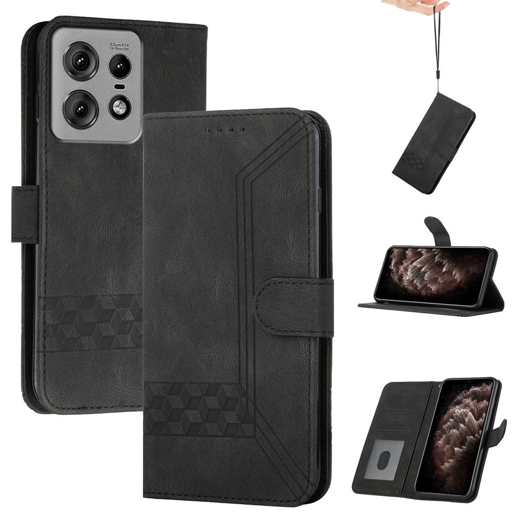 YX0010 Series for Motorola Edge 50 Pro 5G Case Leather Phone Cover Rhombus Lines Imprint