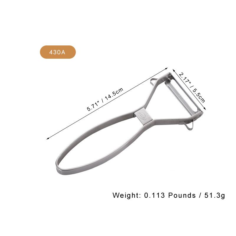 

Многофункциональная овощечистка из нержавеющей стали для фруктов и овощей с функцией картофелечистки, эргономичная удобная ручка для использования на кухне - Прочная эффективная конструкция 430A серебряный