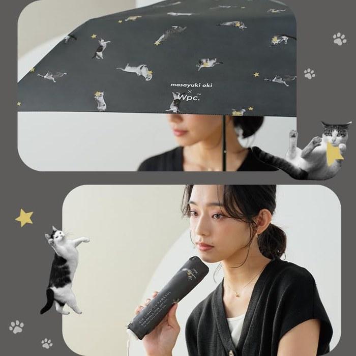 Wpc. Sunshade Okishio x Wpc. Shading Lightweight Umbre Nyan Folding Umbrella 100% UV Protection 801-OM009-102 Black 50cm
