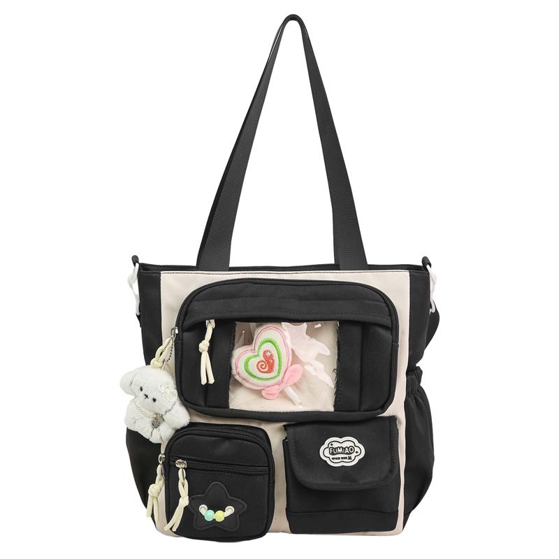 Torba studencka na ramię w kontrastowym kolorze, duża pojemność, torba listonoszka