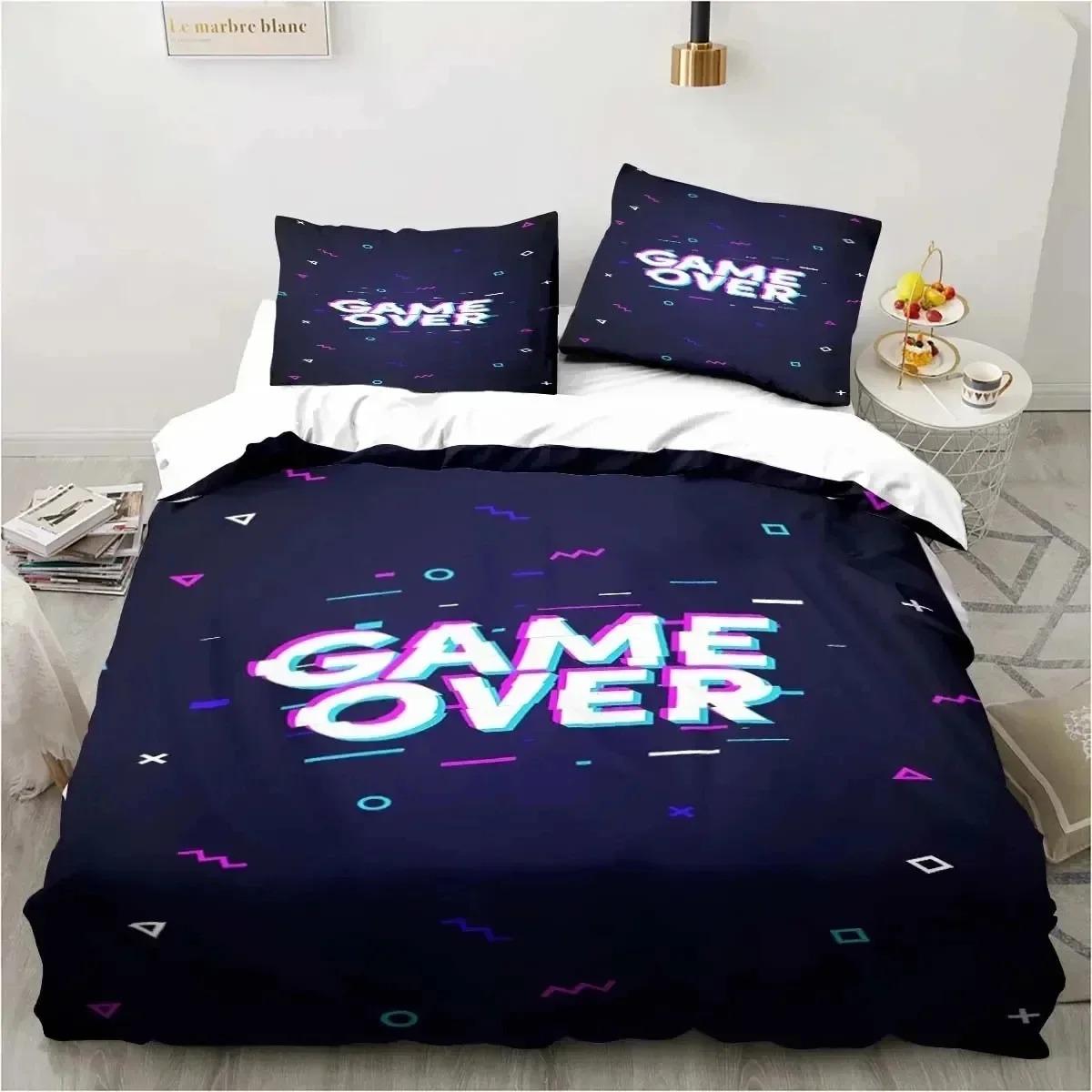 

Gaming Duvet Cover Set Game Room Decor Boys Boys Teen Video Game Duvet Cover Single Bedding Set Let s Play Quilt Cover Bed Set EU single(135x200cm)