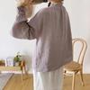 Johnature Linen Simple Women Tops Shirts Autumn Solid Color Loose Pullover Ruffles Sleeve Female Blouses