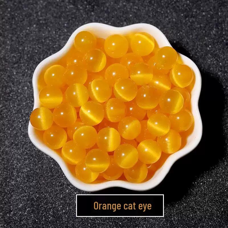 Cat's Eye Loose Beads: Powder White, Yellow, Red, Blue Round Beads for Handmade DIY Bracelets and Weaving Accessories.