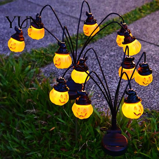 Decorative Yard Stakes for Halloween Solar Pumpkin Light, LED Scary Jack-o-Lantern Swaying Garden Stake Landscape Illumination Waterproof Pathway