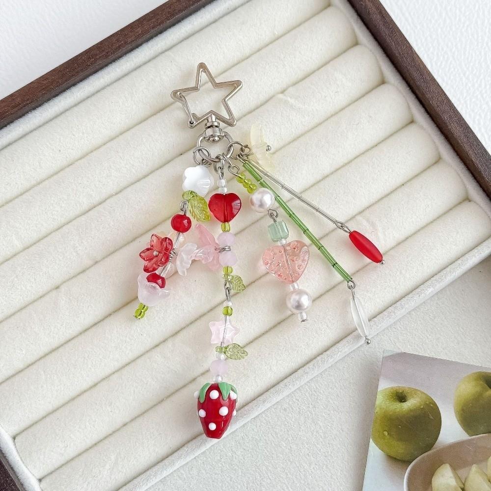 Contrast Color Flower Pendant Colorful Floral Beaded Hanging Star Tassel Key Chain  Car Ornament