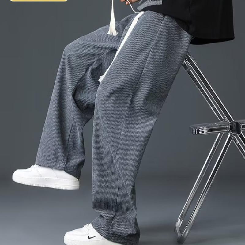 Versatile Corduroy Pants Men Fashion Spring Autumn Casual Loose Sports American Straight Outfit Hombre