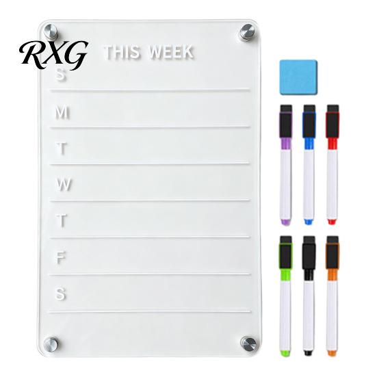 Magnetic Fridge Shopping List 12''x8'' Acrylic Planning Board, Clear Weekly Meal Planner, Refrigerator Calendar Dry Erase Noteboard with Marker