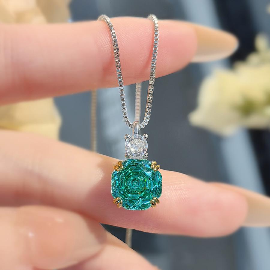 Fashion Light Luxury Star Anise Rose Cut Pendant Necklace Colorful Pink Diamond Ring Chinese Red Stud Earrings Colorful Treasure Set Women