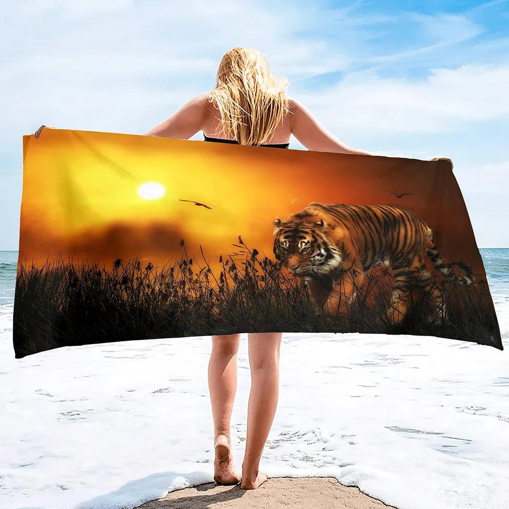 Mixed Posture Realistic Tiger Print Universal Beach Blanket Multipurpose Blanket For Beach Pool Outdoor Picnic