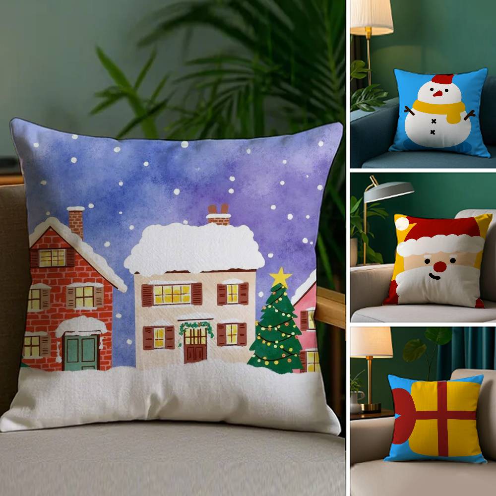 Christmas Pillow Case Sofa and Living Room Decorative Cushion Covers Dust-proof and Mite-proof Invisible Zipper