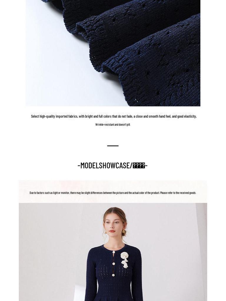 2025 Autumn Floral Bell Sleeve Slim Mid-Length Dress