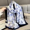 Luxury Long Scarf For Women Floral Shawl Warps For Travel Beach Ladies Hijab Elegant Neckerchief Soft Stain Faux Silk Scarves