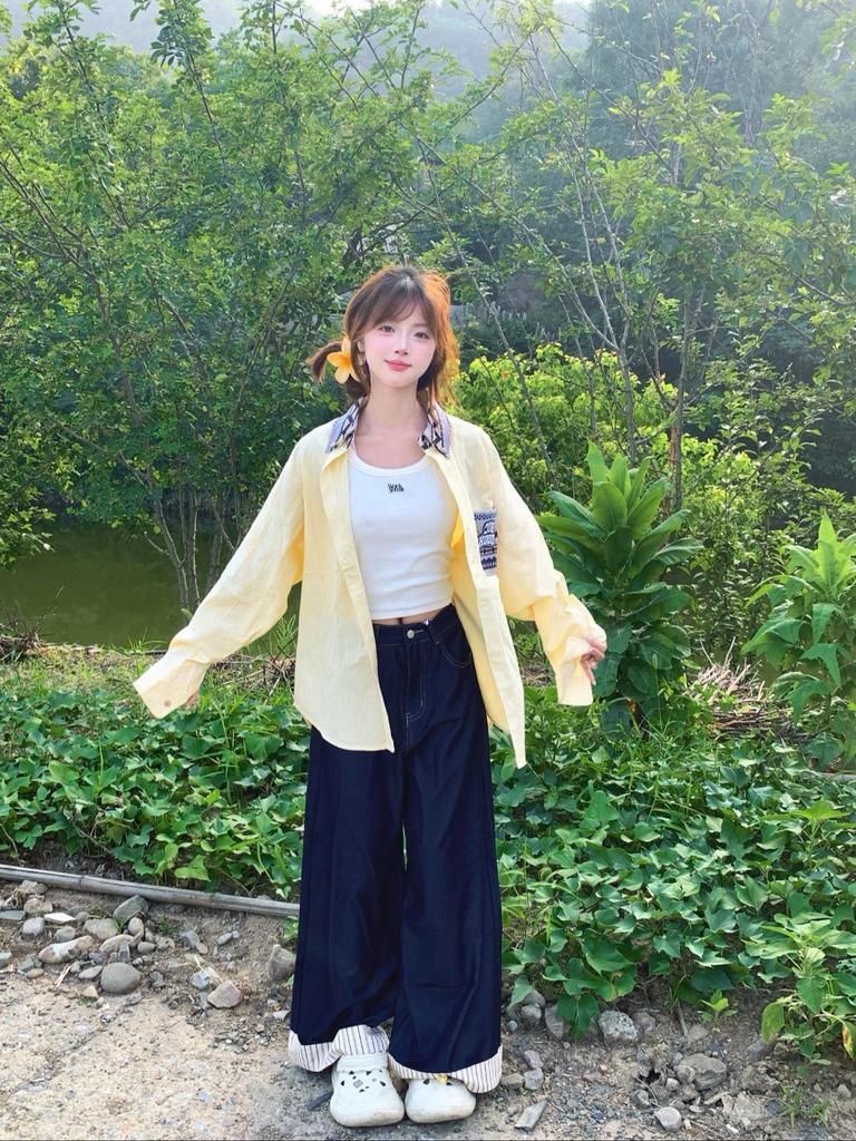 Women's Trendy Striped Long-Sleeve Shirt, Early Autumn Casual Jacket, Loose Fit Top