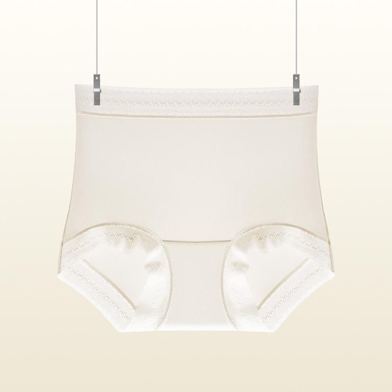 Women's Spring and Summer Thin 10A Antibacterial Crotch Free Crotch High Waist Full Hip Briefs