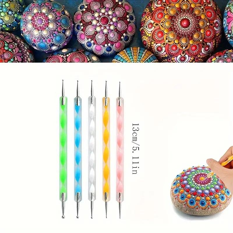 19pcs Mandala Dotting Tool With Storage Bag Stencils Ball Styluses & Paint Tray For Rock Painting Coloring Drawing & Drafting