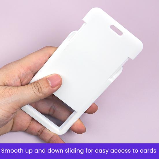 Sliding Badge Holder Vertical Hard Plastic Case Clear Card Protector Pouch for Office School ID Credit