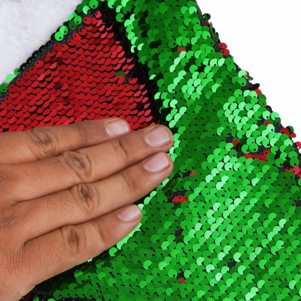 Red Green Flip Sequin Fancy Merry Christmas Hat | Santa Claus Cap for Kids Babies Adults | Free Size XMAS Cap Santa Claus Hat