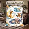 Wildlife Animals Theme Throw Blanket Custom Name Text Personalized Blanket Soft Cozy Blanket for Home Sofa Bed