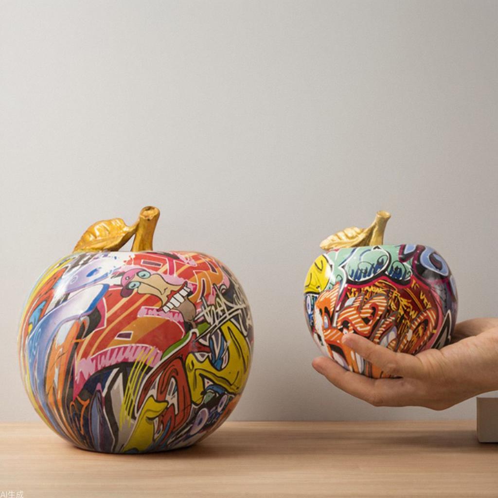 Colorful Printed Apples, Creative Ornaments, Personalized Home Art Decorations For Fruit Living Room Bookshelves.